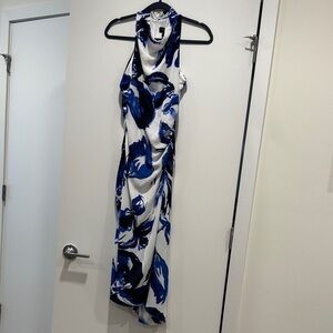 Donna Karan Asymmetrical Dress in Blue and White